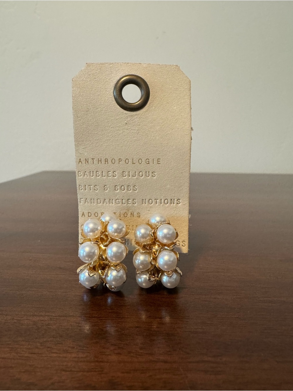 Anthropologie Gold Cluster Pearl Earrings - Never worn